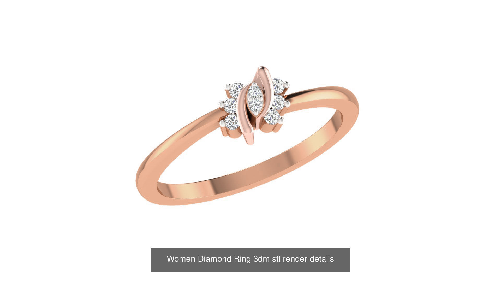271 Minimilistic Light Wt Women Diamond Ring 3dm render details 3D Model Collection_190