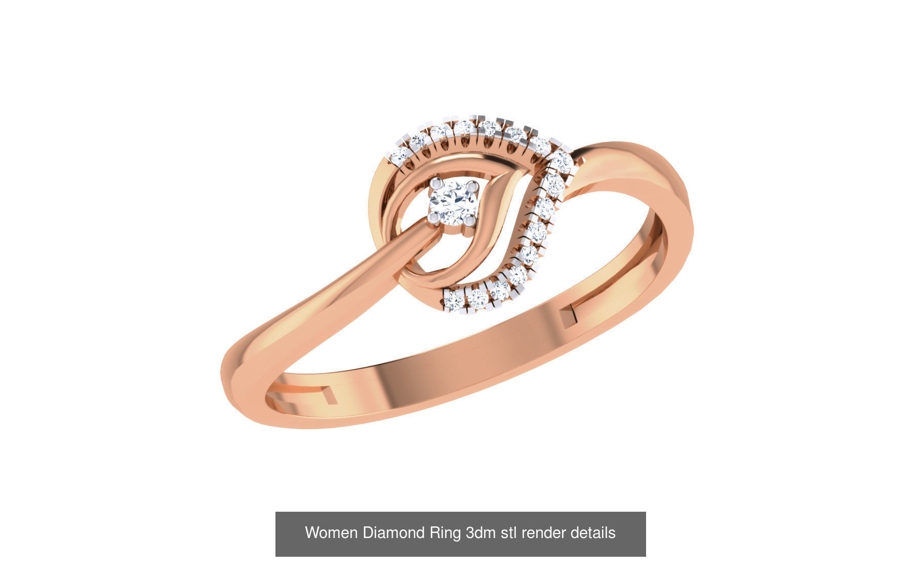 271 Minimilistic Light Wt Women Diamond Ring 3dm render details 3D Model Collection_49