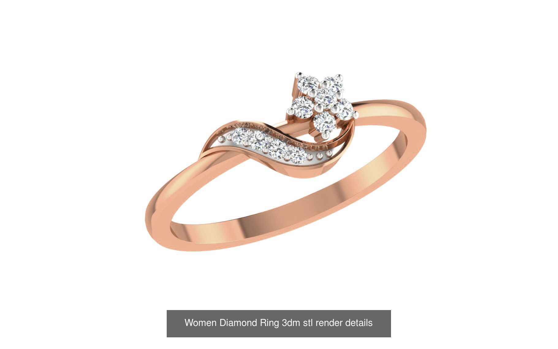 271 Minimilistic Light Wt Women Diamond Ring 3dm render details 3D Model Collection_184