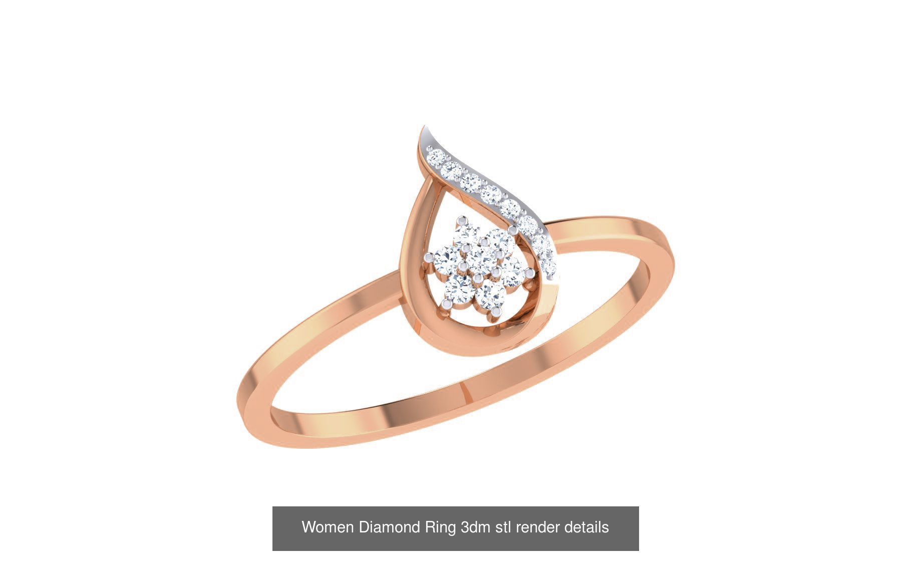 271 Minimilistic Light Wt Women Diamond Ring 3dm render details 3D Model Collection_127