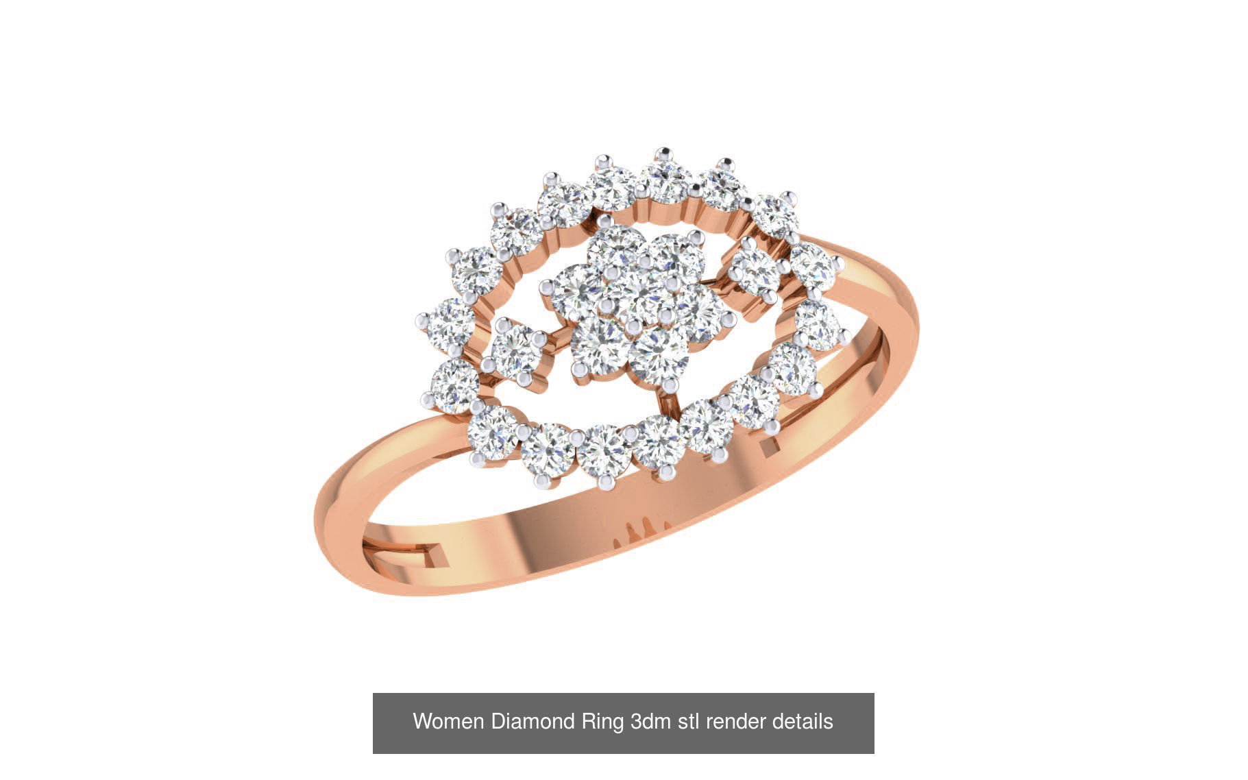 271 Minimilistic Light Wt Women Diamond Ring 3dm render details 3D Model Collection_42