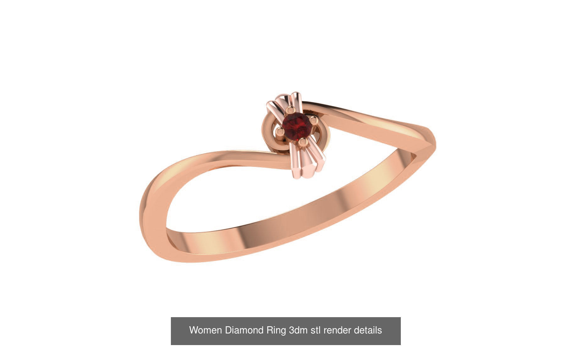 271 Minimilistic Light Wt Women Diamond Ring 3dm render details 3D Model Collection_168