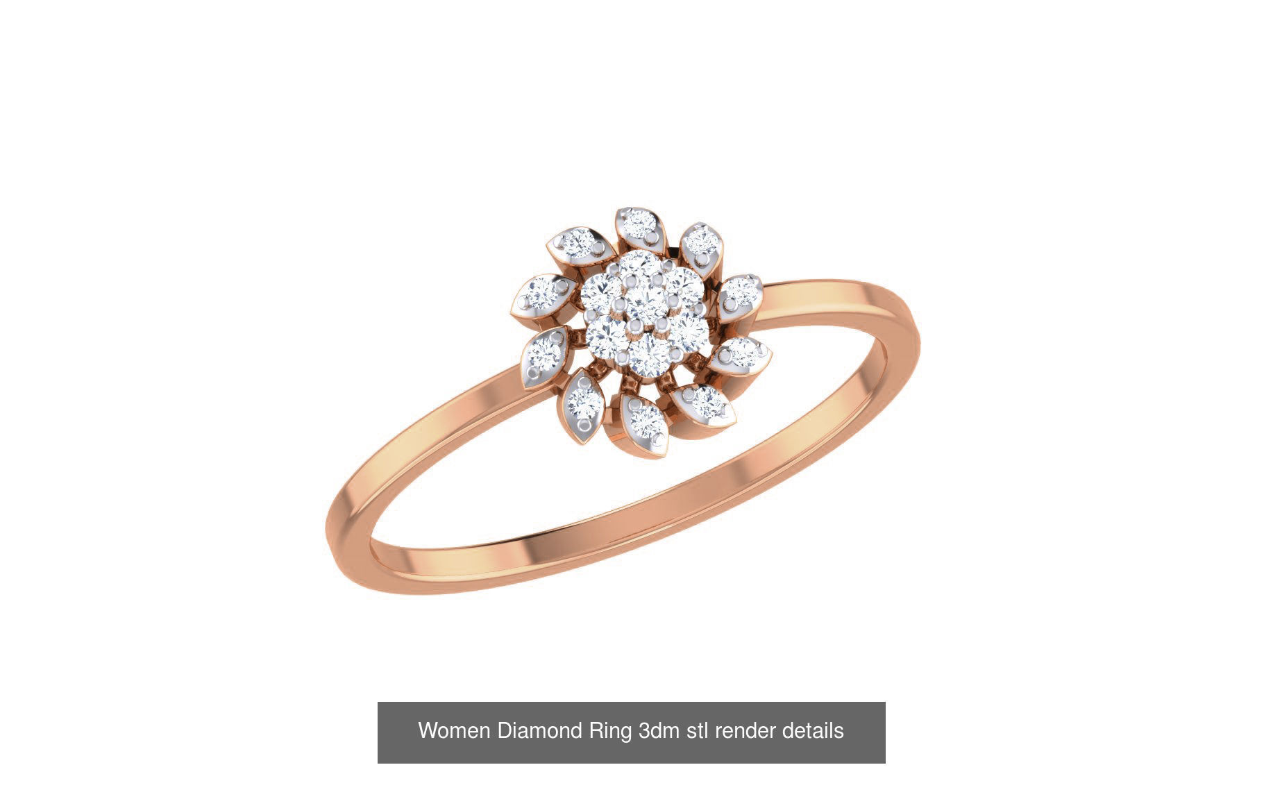 271 Minimilistic Light Wt Women Diamond Ring 3dm render details 3D Model Collection_96