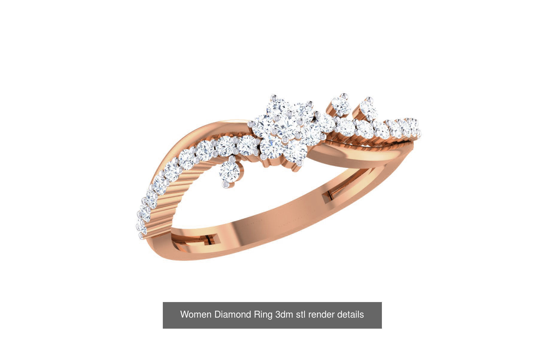271 Minimilistic Light Wt Women Diamond Ring 3dm render details 3D Model Collection_77