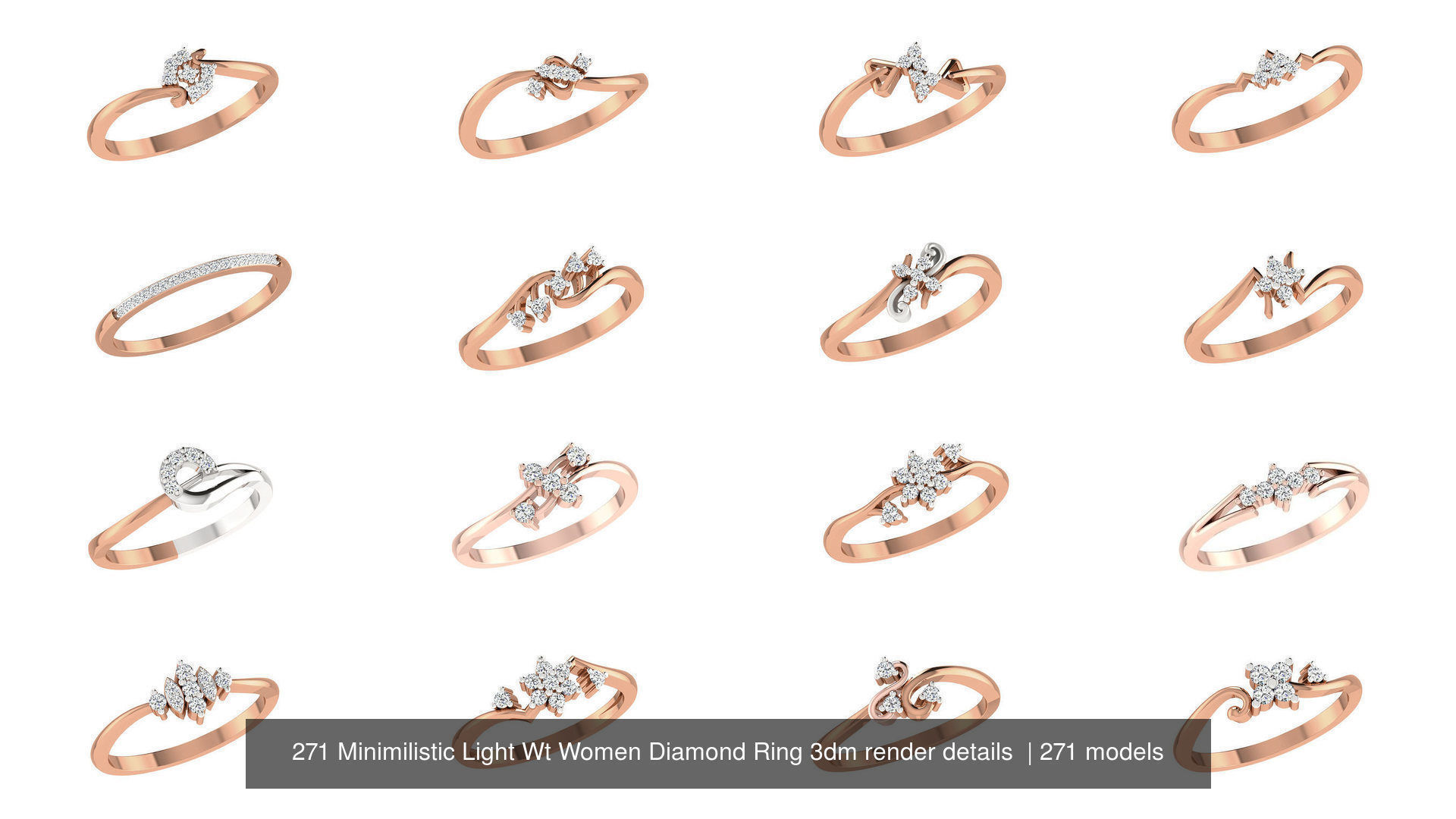 271 Minimilistic Light Wt Women Diamond Ring 3dm render details 3D Model Collection_22
