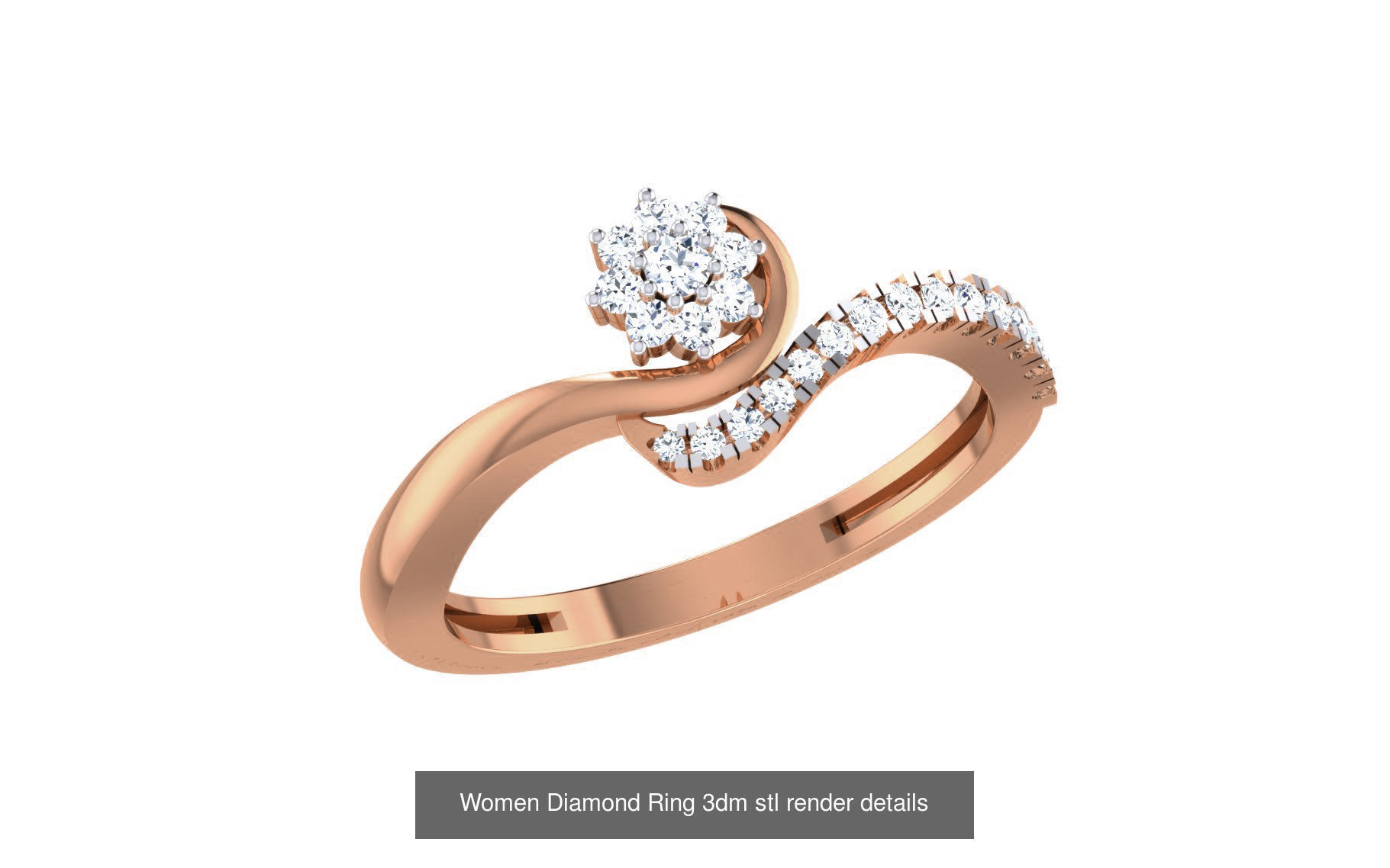 271 Minimilistic Light Wt Women Diamond Ring 3dm render details 3D Model Collection_78