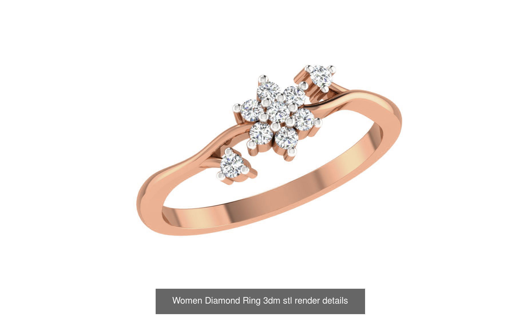 271 Minimilistic Light Wt Women Diamond Ring 3dm render details 3D Model Collection_219