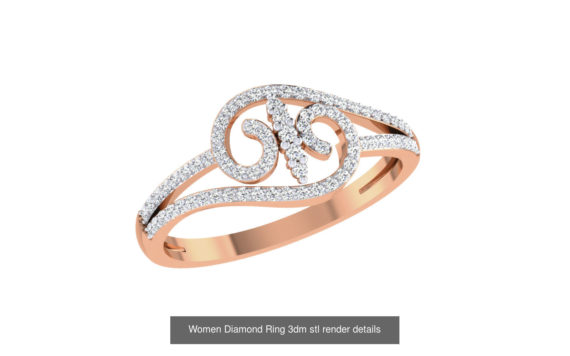 271 Minimilistic Light Wt Women Diamond Ring 3dm render details 3D Model Collection_148