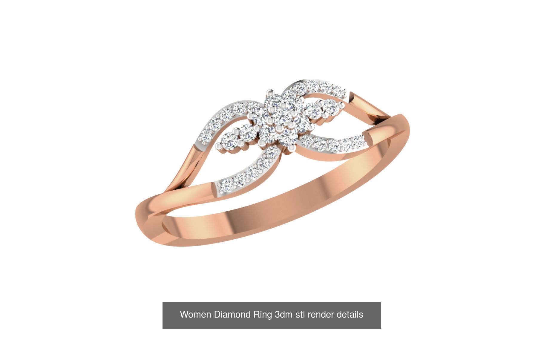 271 Minimilistic Light Wt Women Diamond Ring 3dm render details 3D Model Collection_172
