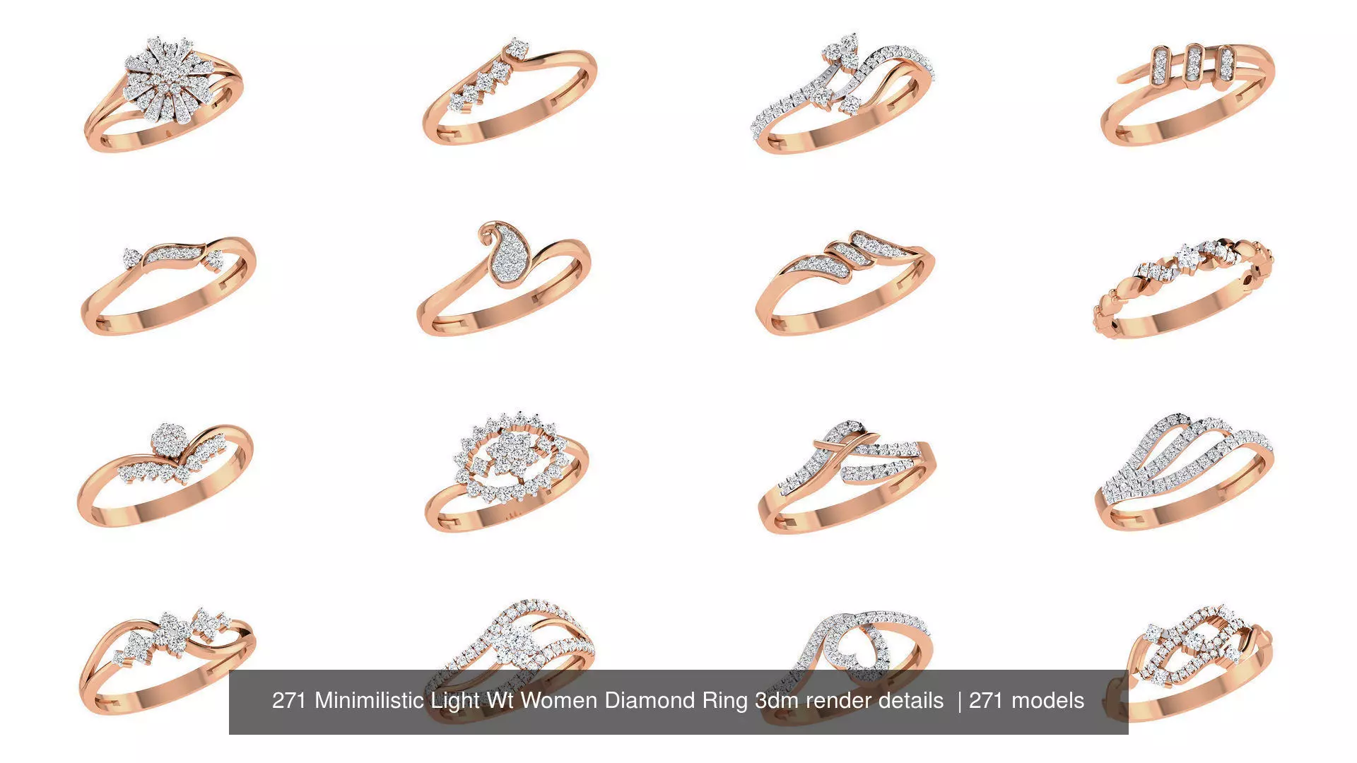 271 Minimilistic Light Wt Women Diamond Ring 3dm render details 3D Model Collection_0