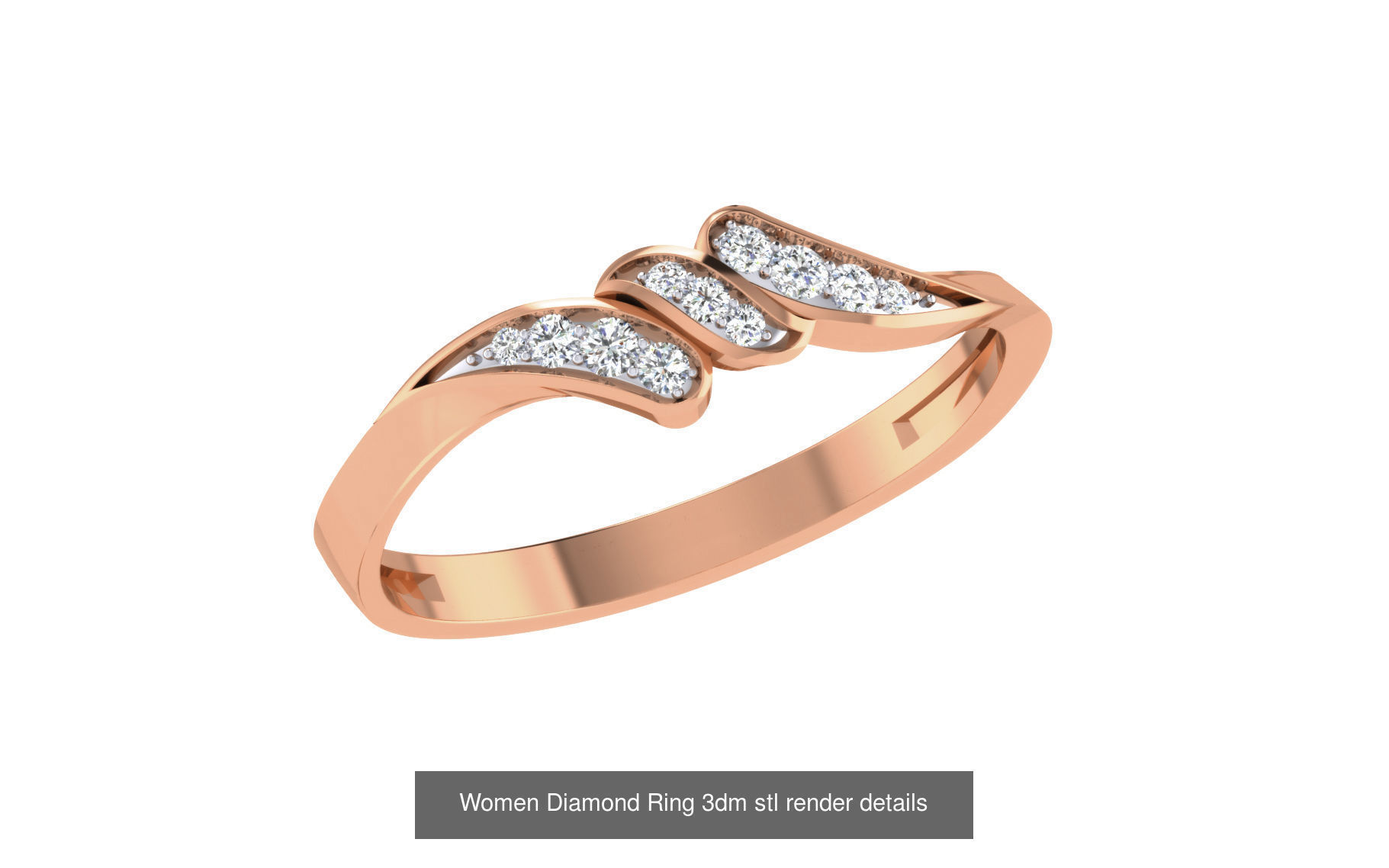 271 Minimilistic Light Wt Women Diamond Ring 3dm render details 3D Model Collection_39