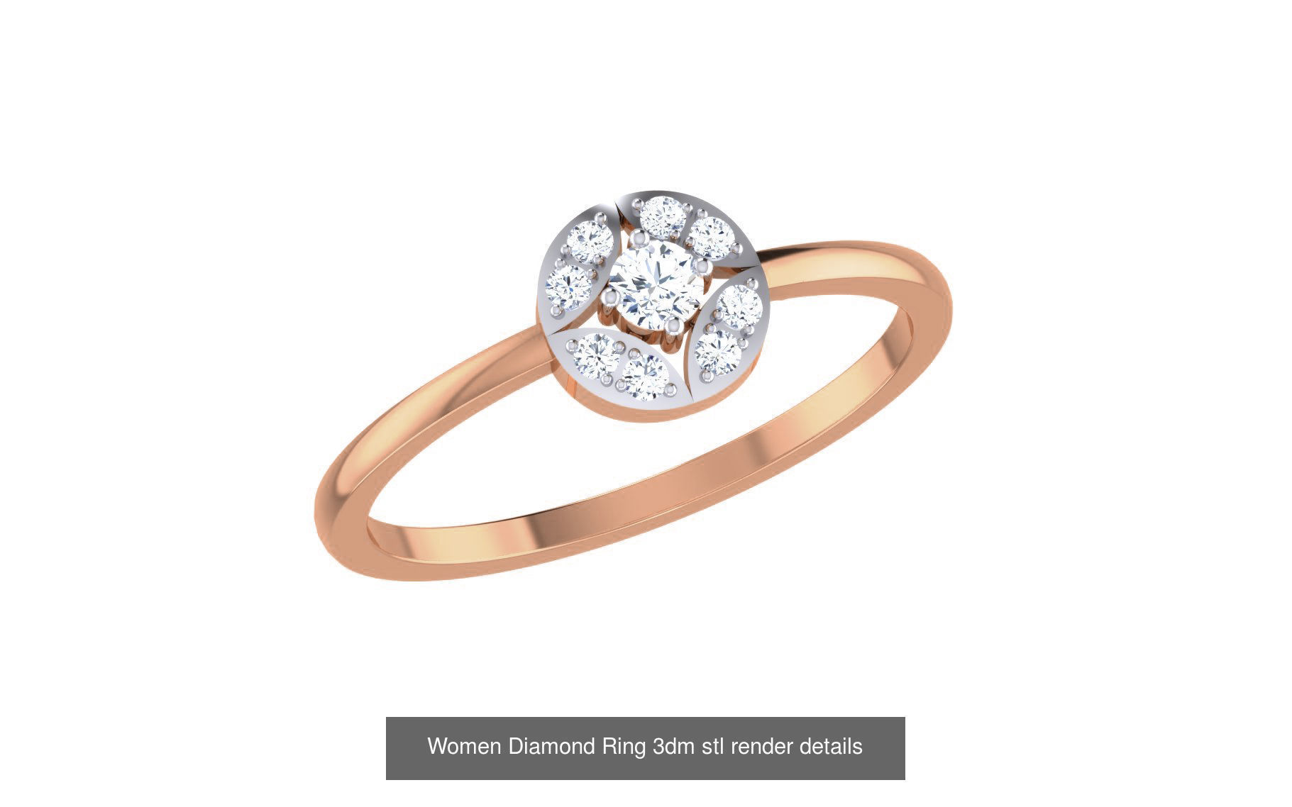 271 Minimilistic Light Wt Women Diamond Ring 3dm render details 3D Model Collection_125