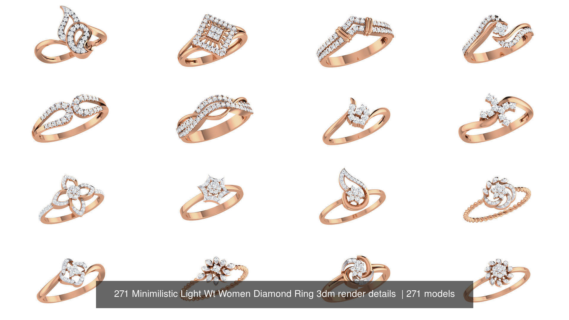 271 Minimilistic Light Wt Women Diamond Ring 3dm render details 3D Model Collection_6
