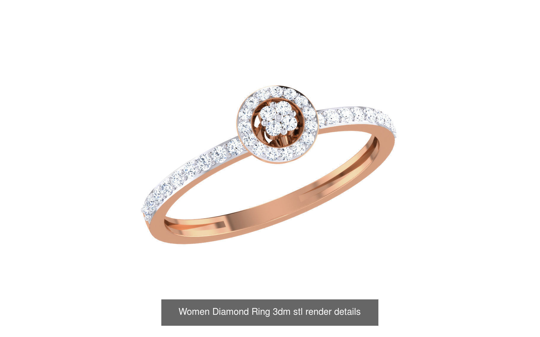 271 Minimilistic Light Wt Women Diamond Ring 3dm render details 3D Model Collection_110