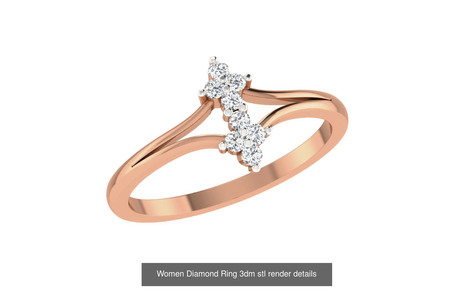 271 Minimilistic Light Wt Women Diamond Ring 3dm render details 3D Model Collection_175