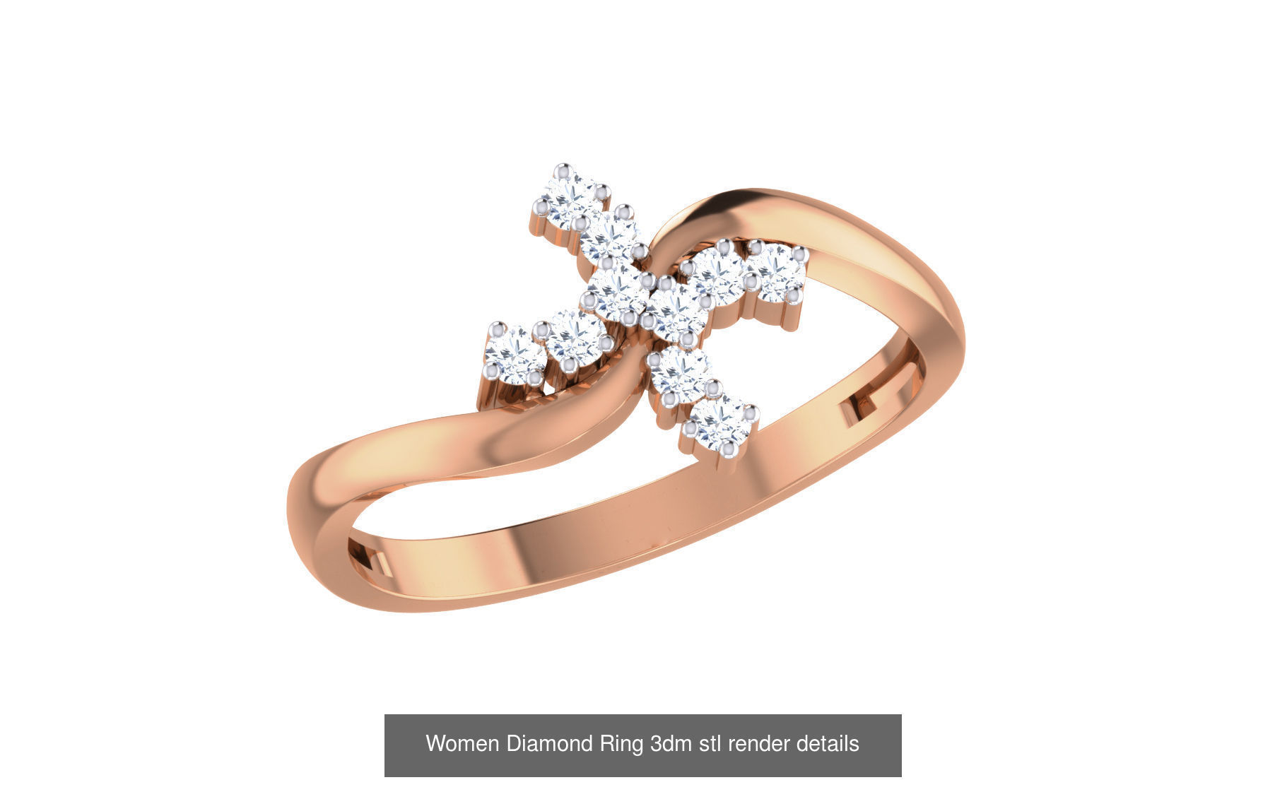 271 Minimilistic Light Wt Women Diamond Ring 3dm render details 3D Model Collection_88
