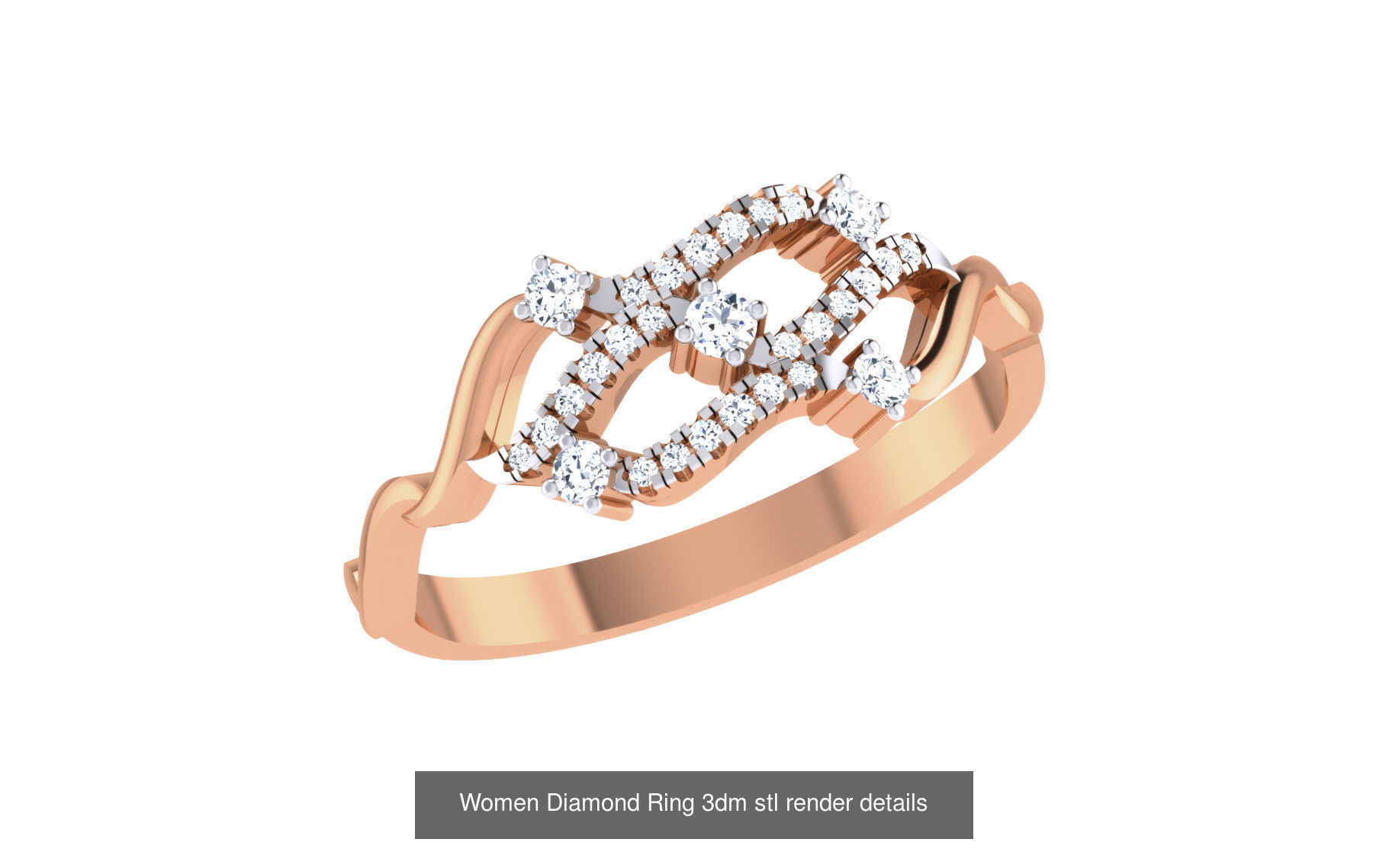 271 Minimilistic Light Wt Women Diamond Ring 3dm render details 3D Model Collection_48