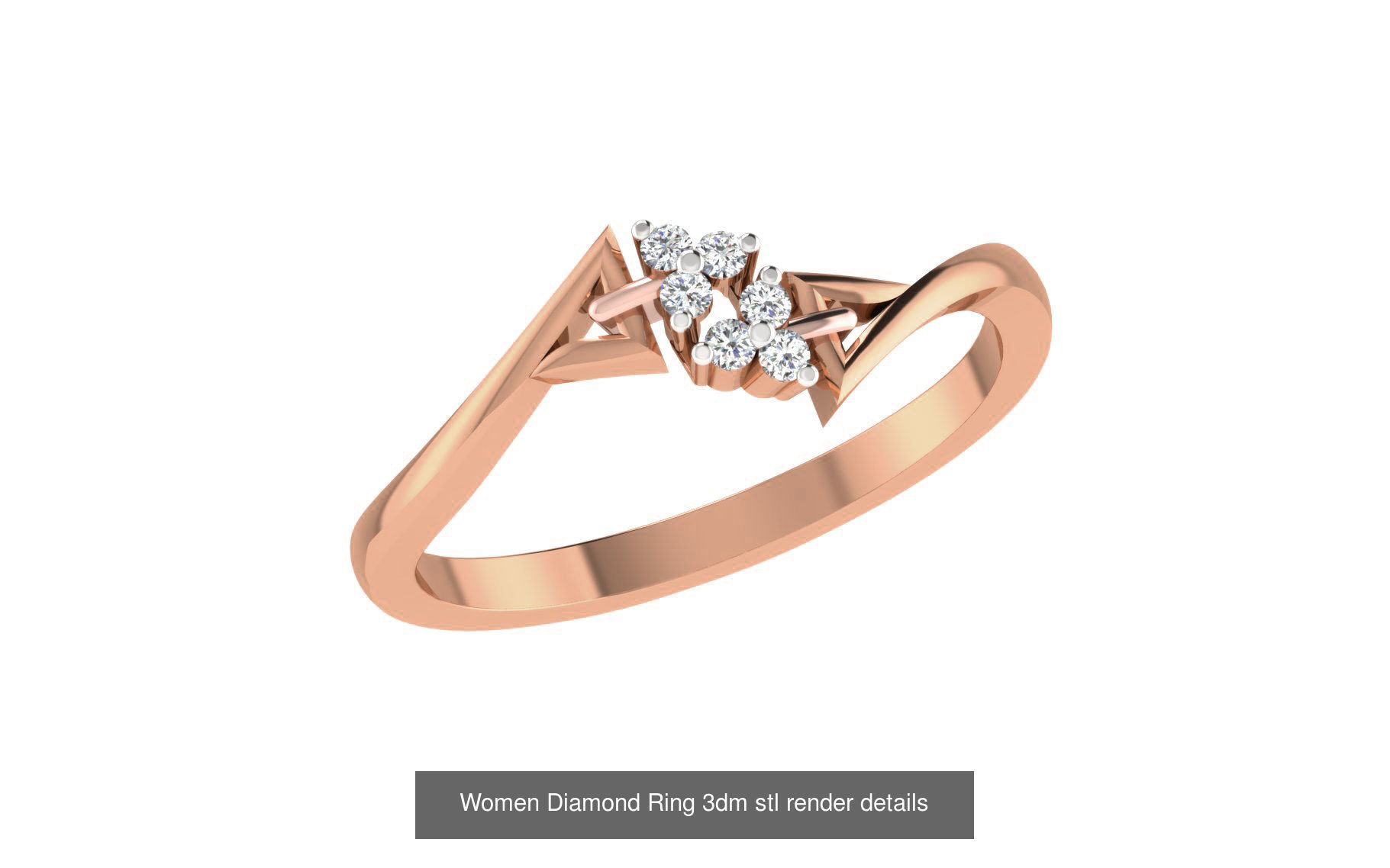 271 Minimilistic Light Wt Women Diamond Ring 3dm render details 3D Model Collection_197