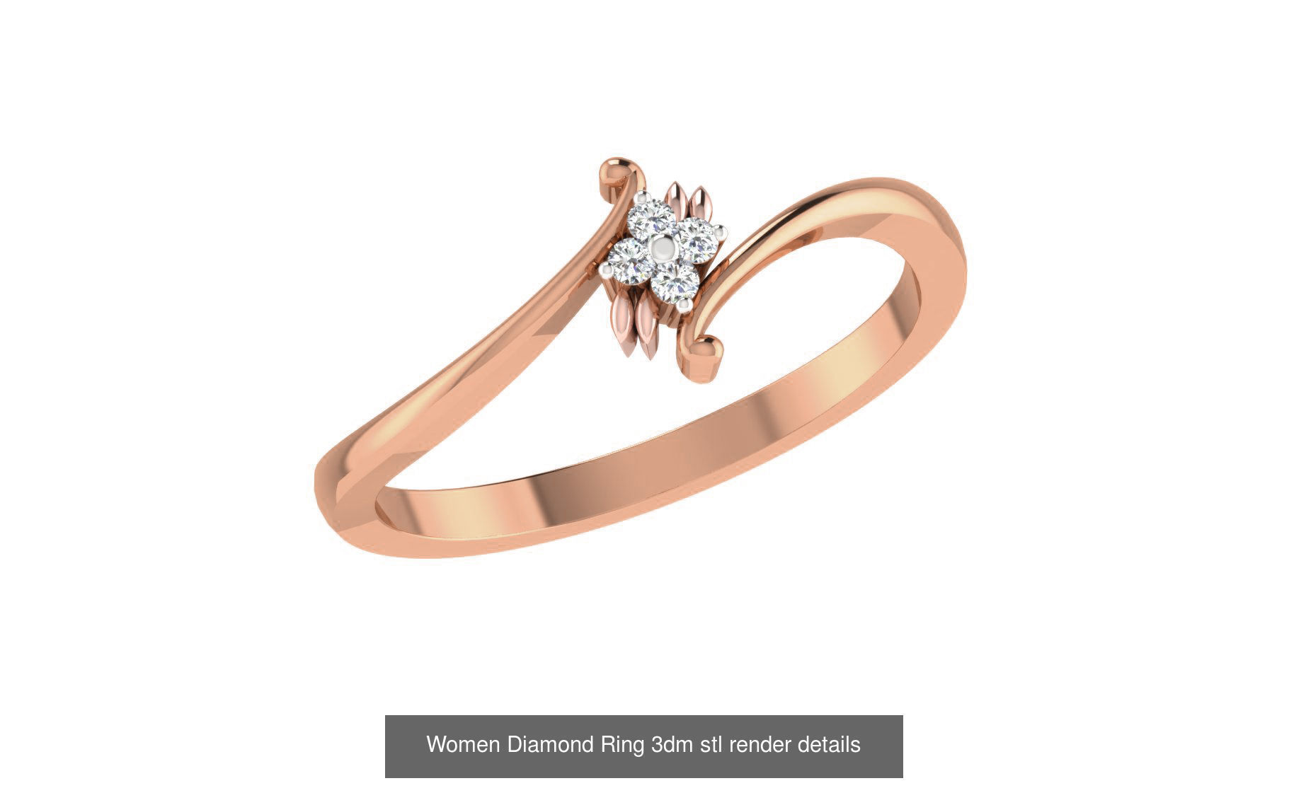 271 Minimilistic Light Wt Women Diamond Ring 3dm render details 3D Model Collection_198