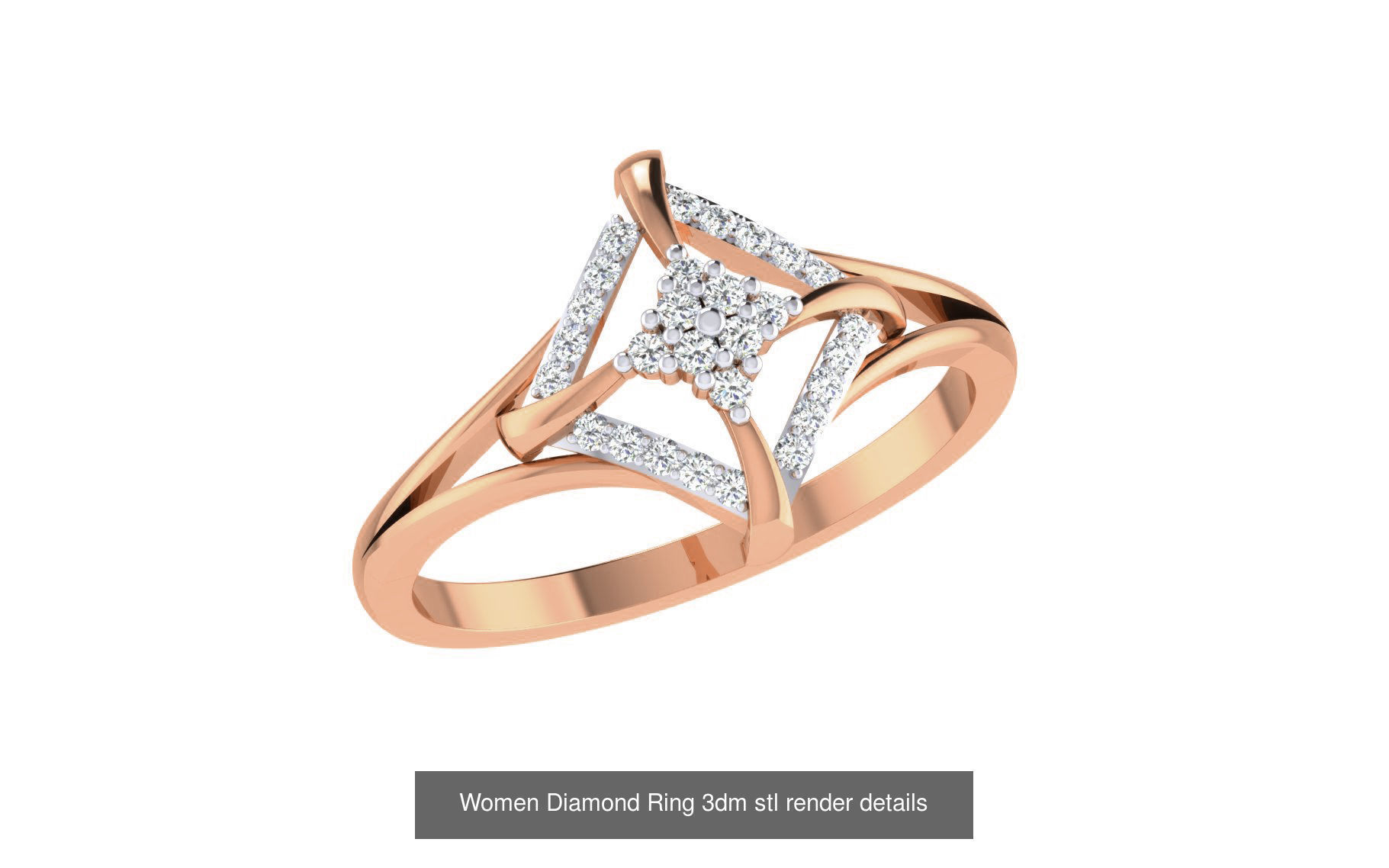 271 Minimilistic Light Wt Women Diamond Ring 3dm render details 3D Model Collection_146