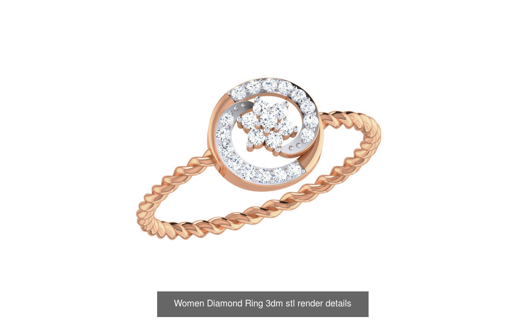 271 Minimilistic Light Wt Women Diamond Ring 3dm render details 3D Model Collection_123