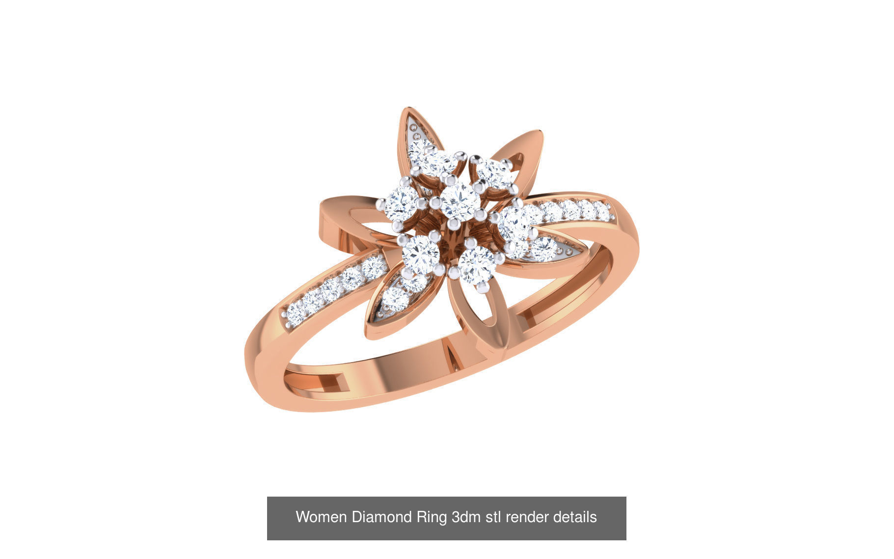 271 Minimilistic Light Wt Women Diamond Ring 3dm render details 3D Model Collection_57