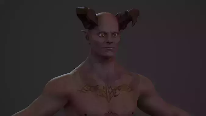 demon man in towel Low-poly 3D model