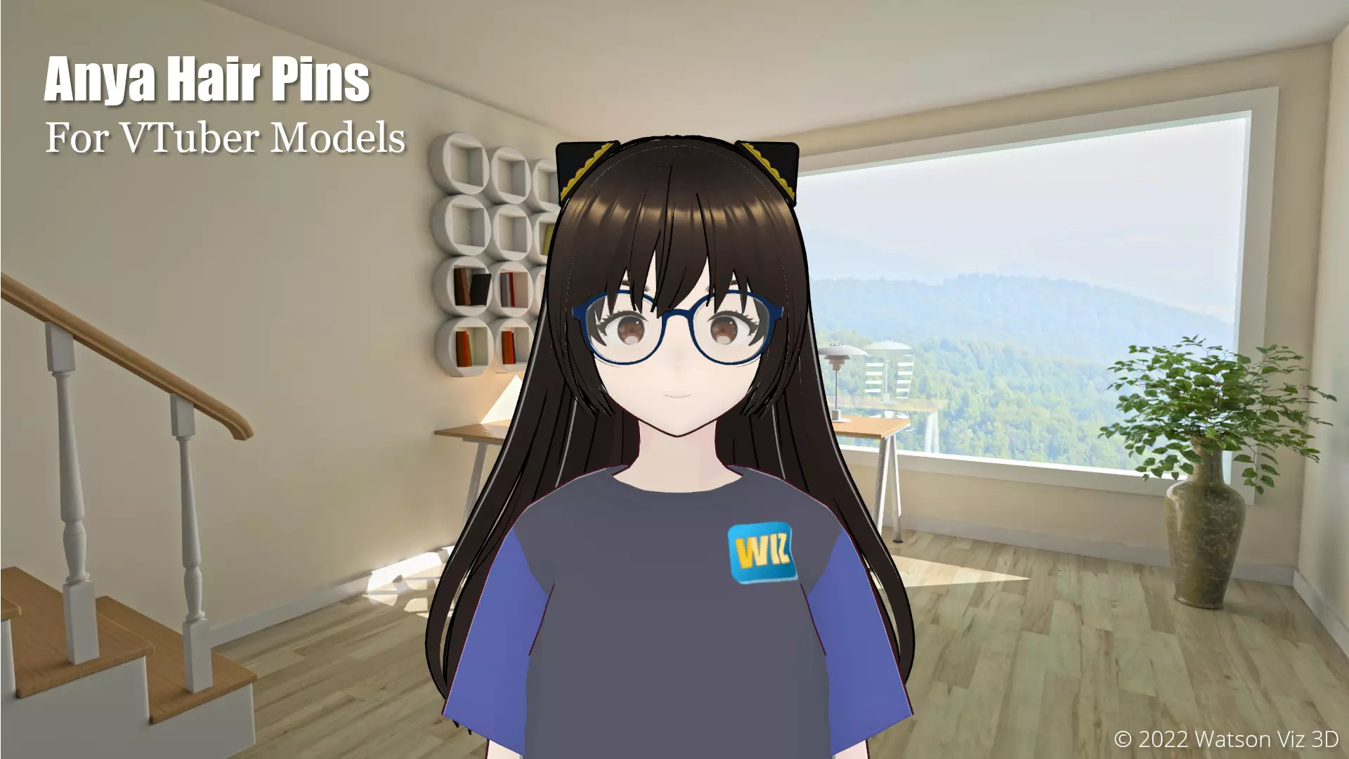 Anya Hair Pins For VTubers Low-poly 3D model