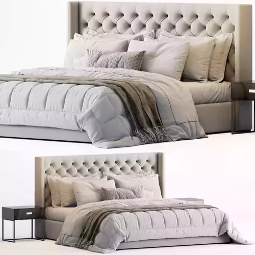 RH Adler Shelter Diamond Tufted Panel Fabric Bed