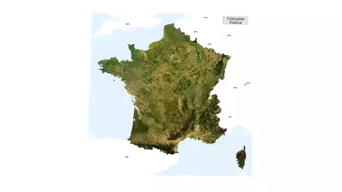 FRANCE mainland 3D Terrain Topography MODEL 