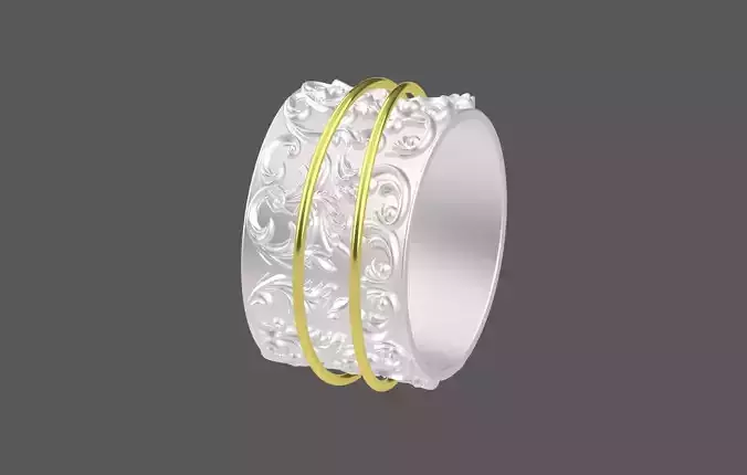Spinner Ring band Gold Silver Ring US8