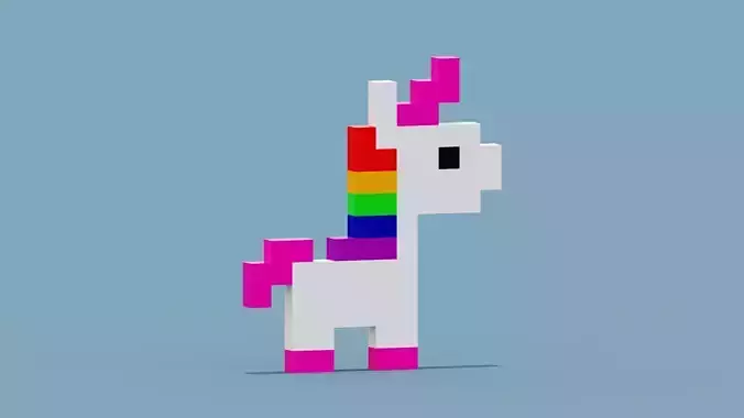 Pixel Unicorn  Low-poly 3D model