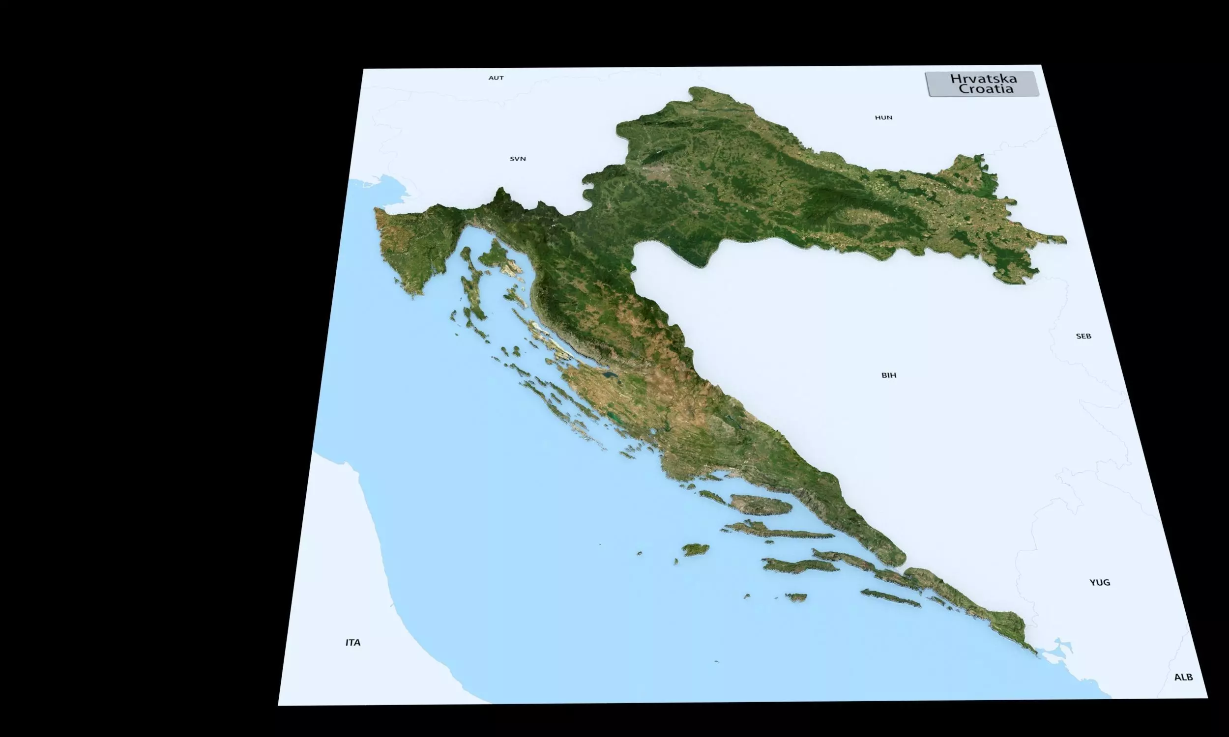 Croatia hrvatska mainland 3D Terrain Topography MODEL 3D model
