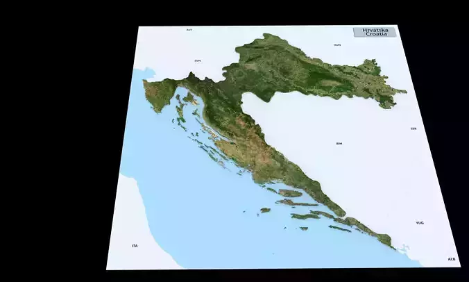 Croatia hrvatska mainland 3D Terrain Topography MODEL