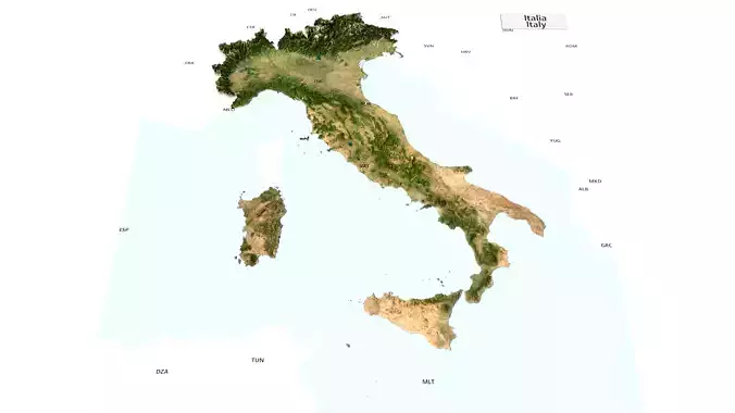 Italy italia mainland 3D Terrain Topography MODEL