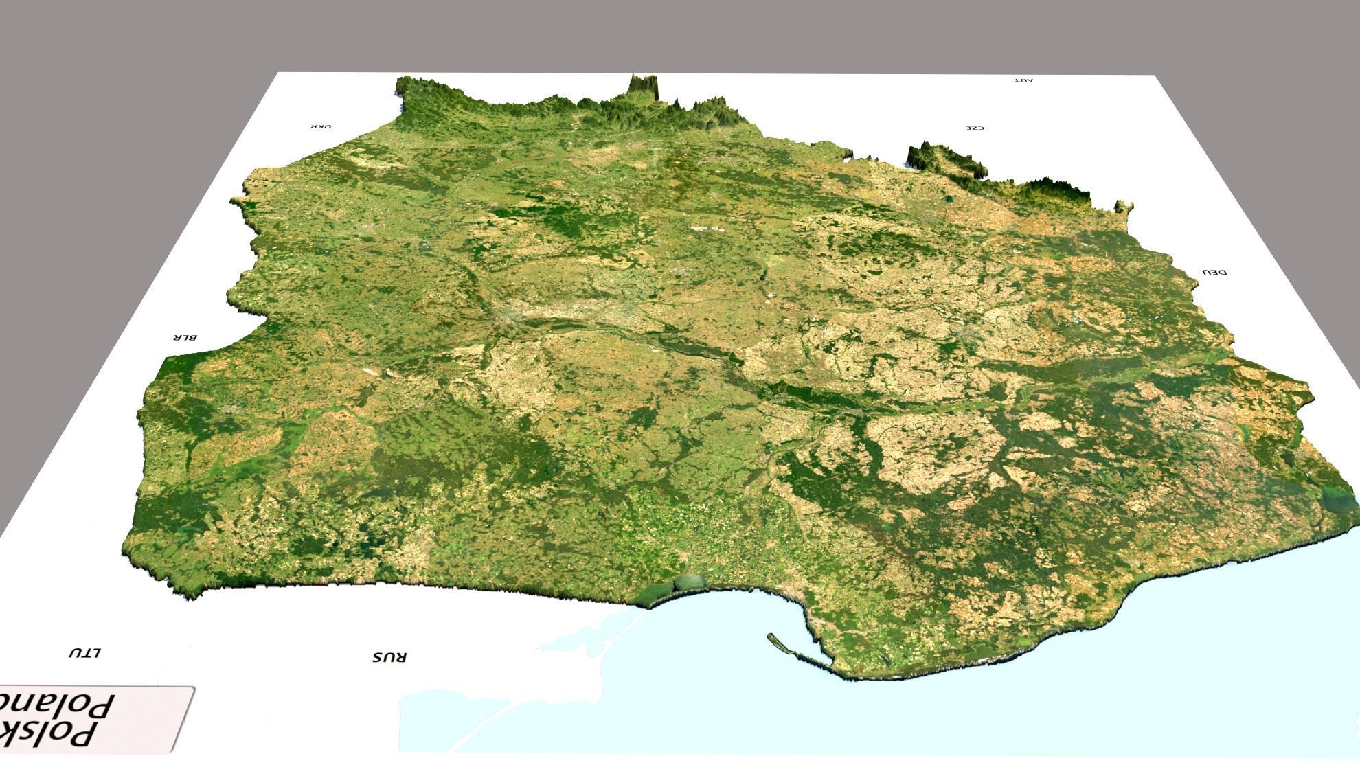 Poland polska mainland 3D Terrain Topography MODEL 3D model_2