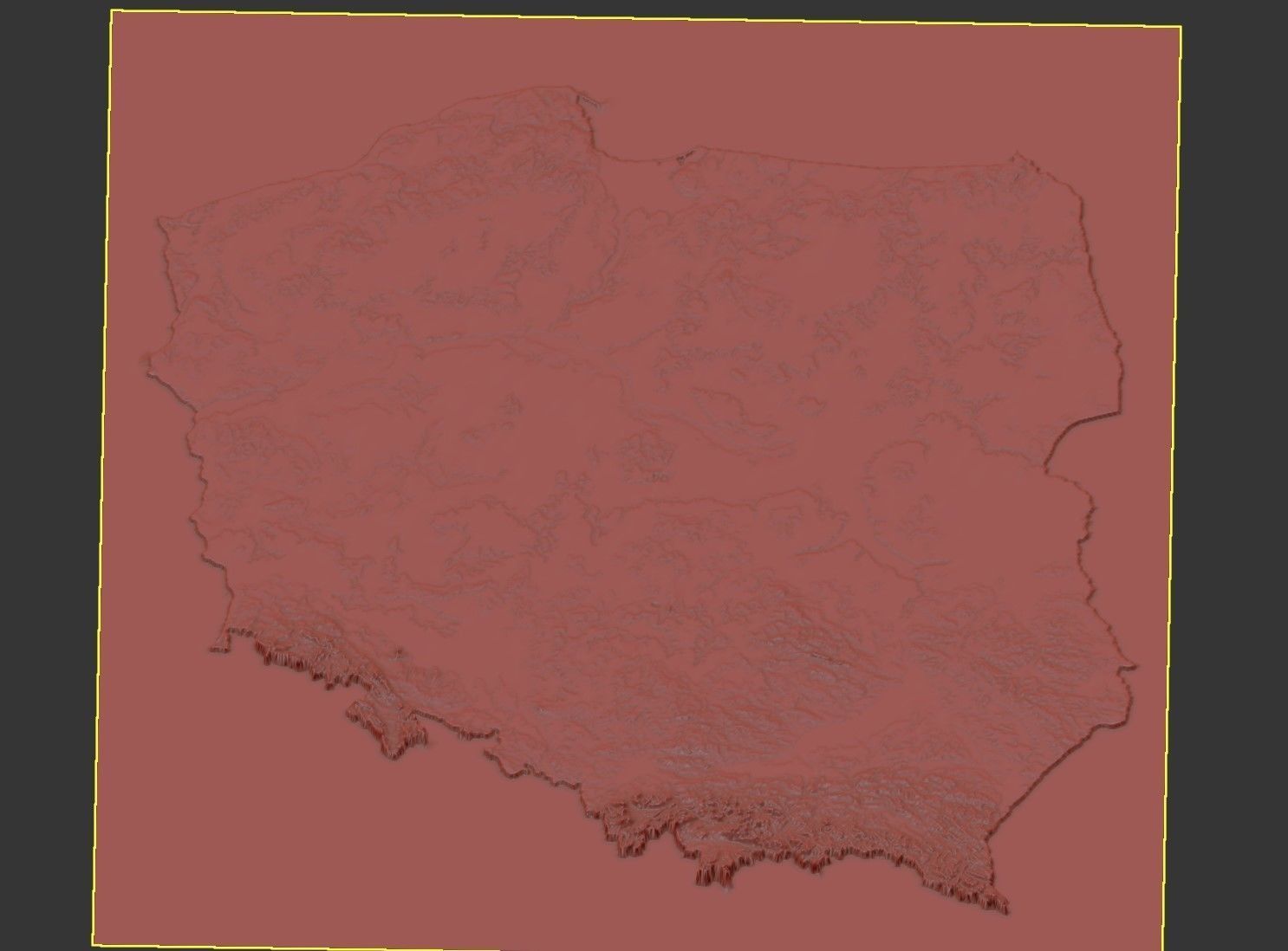 Poland polska mainland 3D Terrain Topography MODEL 3D model_1