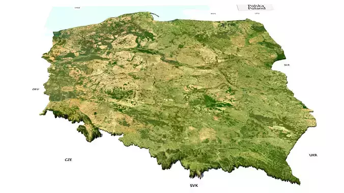 Poland polska mainland 3D Terrain Topography MODEL 3D model