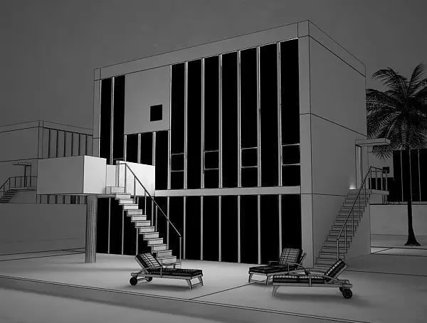 Modern House With Terrase Scnee 3D model_0