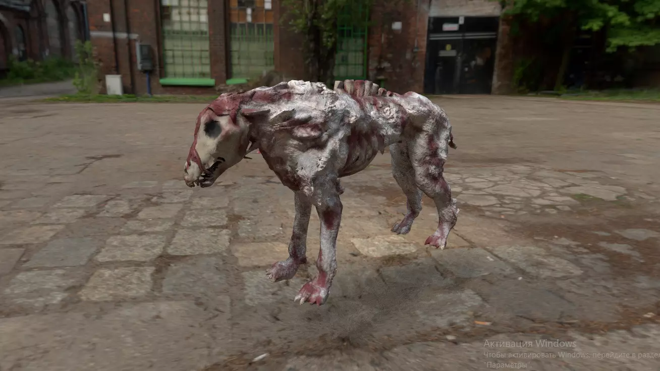 Zombie wolf dog Low-poly 3D model_0