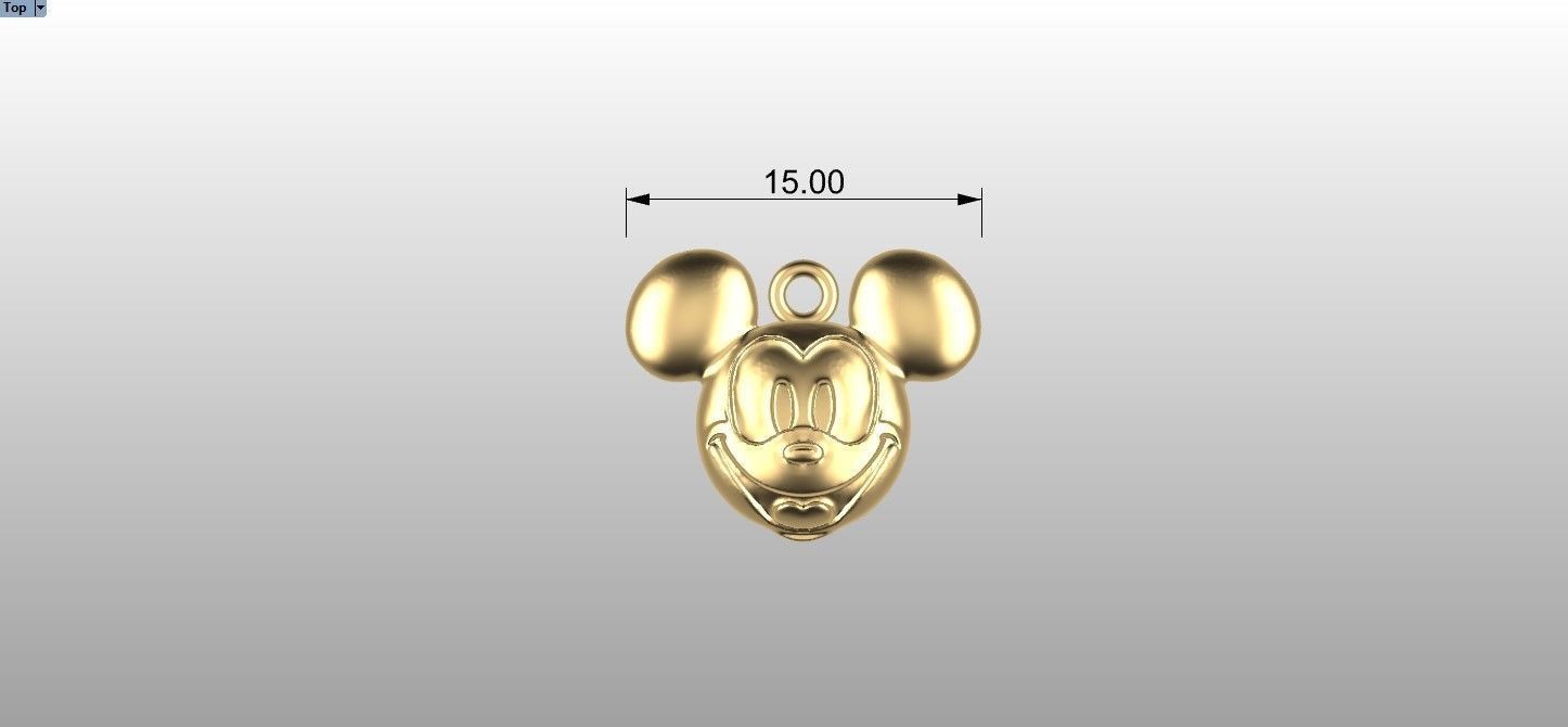 Mickey Mouse Head Pendant 3D print model_5