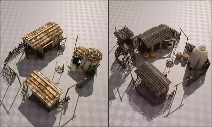 AoM Greek Settlement Remake Low-poly 3D model