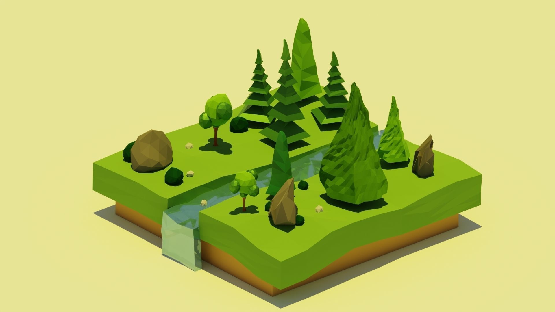 Low-poly 3D wood in blender Low-poly 3D model_1
