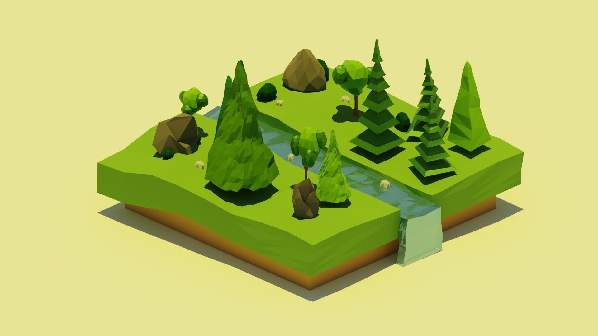 Low-poly 3D wood in blender Low-poly 3D model_2