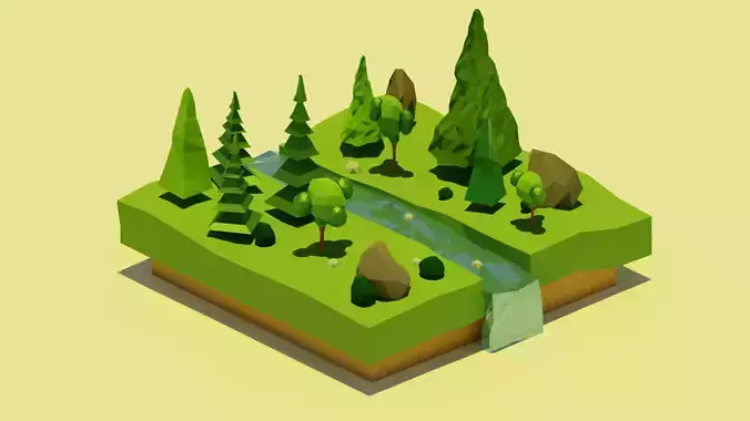Low-poly 3D wood in blender