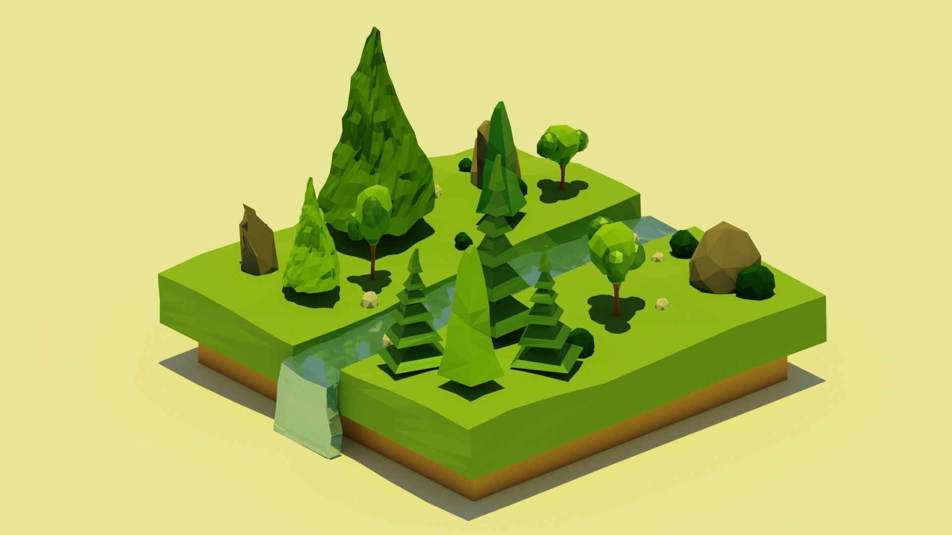 Low-poly 3D wood in blender Low-poly 3D model_3