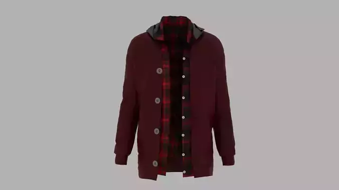 Jacket maroon coat with hood