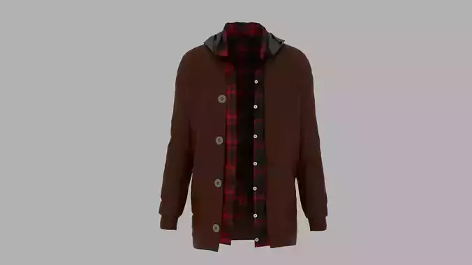 Jacket coat and plaid shirt