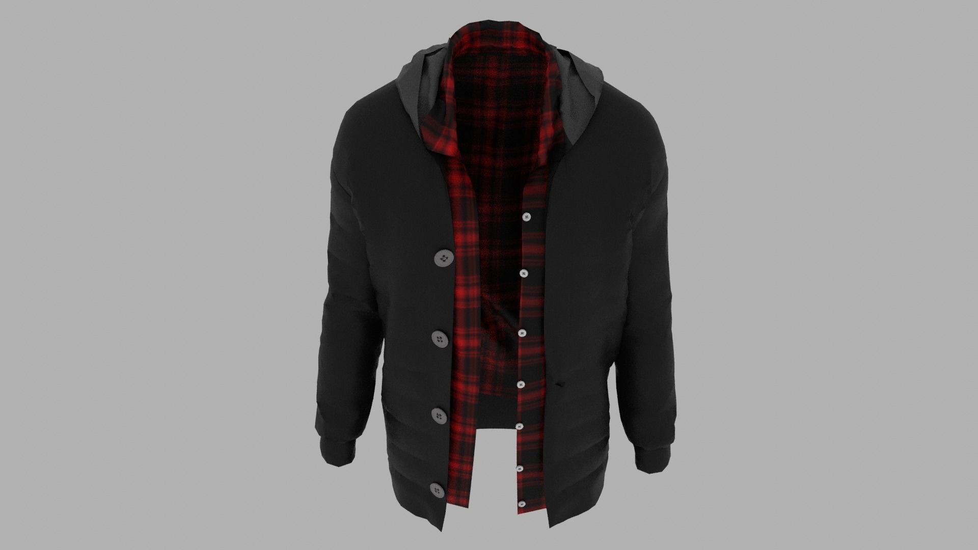 Jacket coat with plaid Low-poly 3D model_6
