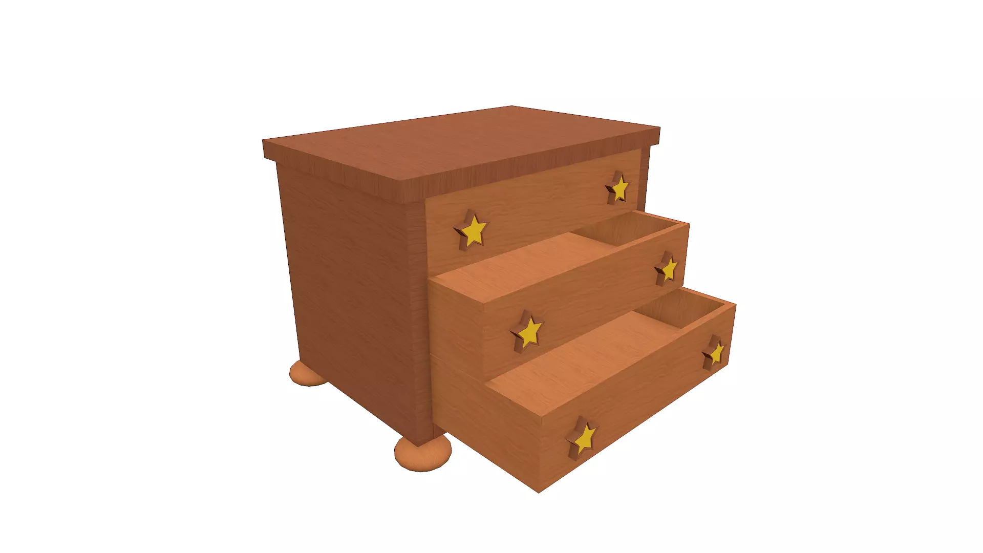 Drawer chest of drawers with stars Free low-poly 3D model